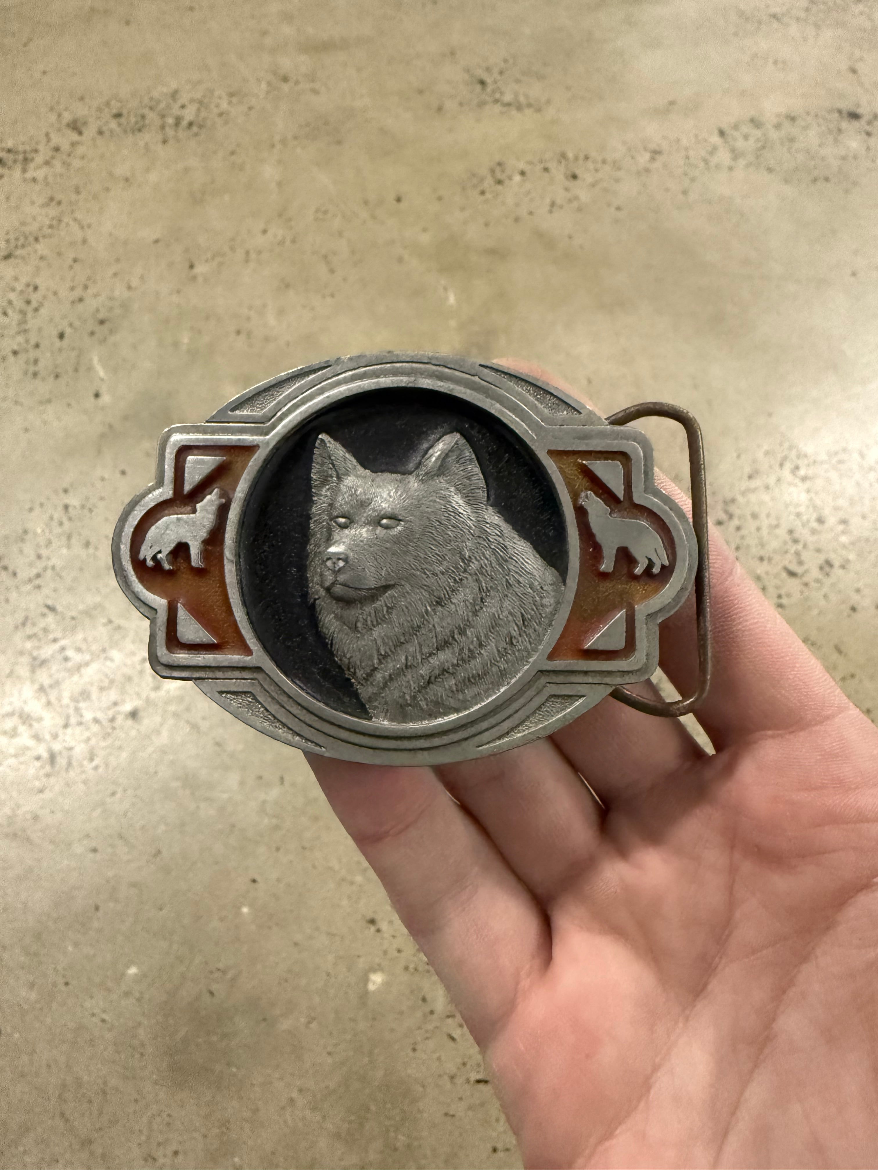 Vintage 1996 Wolf Belt Buckle
