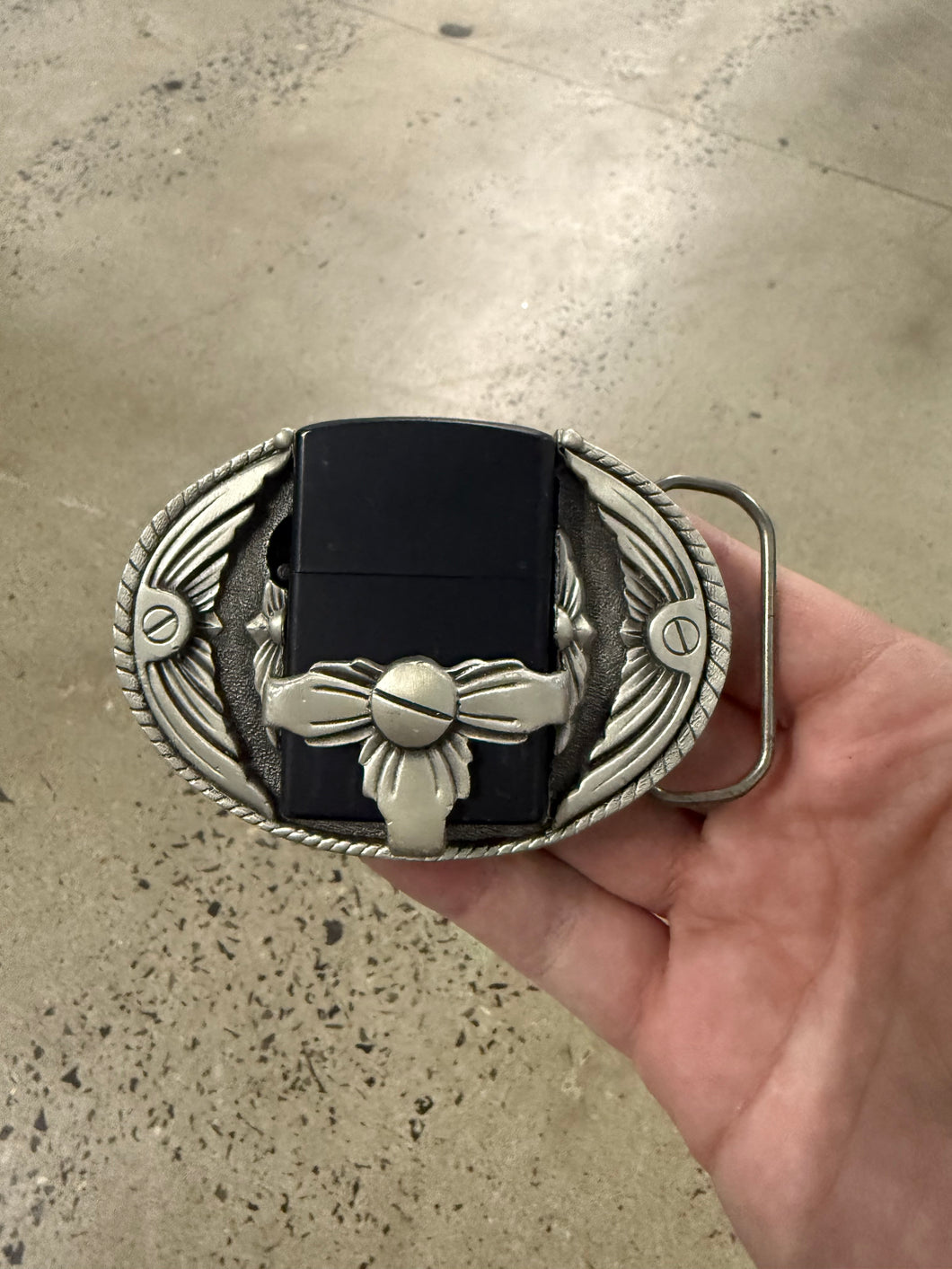 2000s Belt Buckle Zippo Lighter Holder