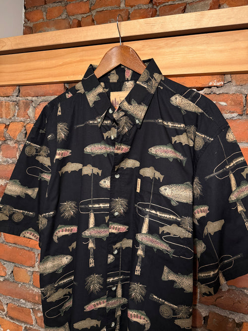 Outdoor Life All Over Fish Button Down Shirt (L)