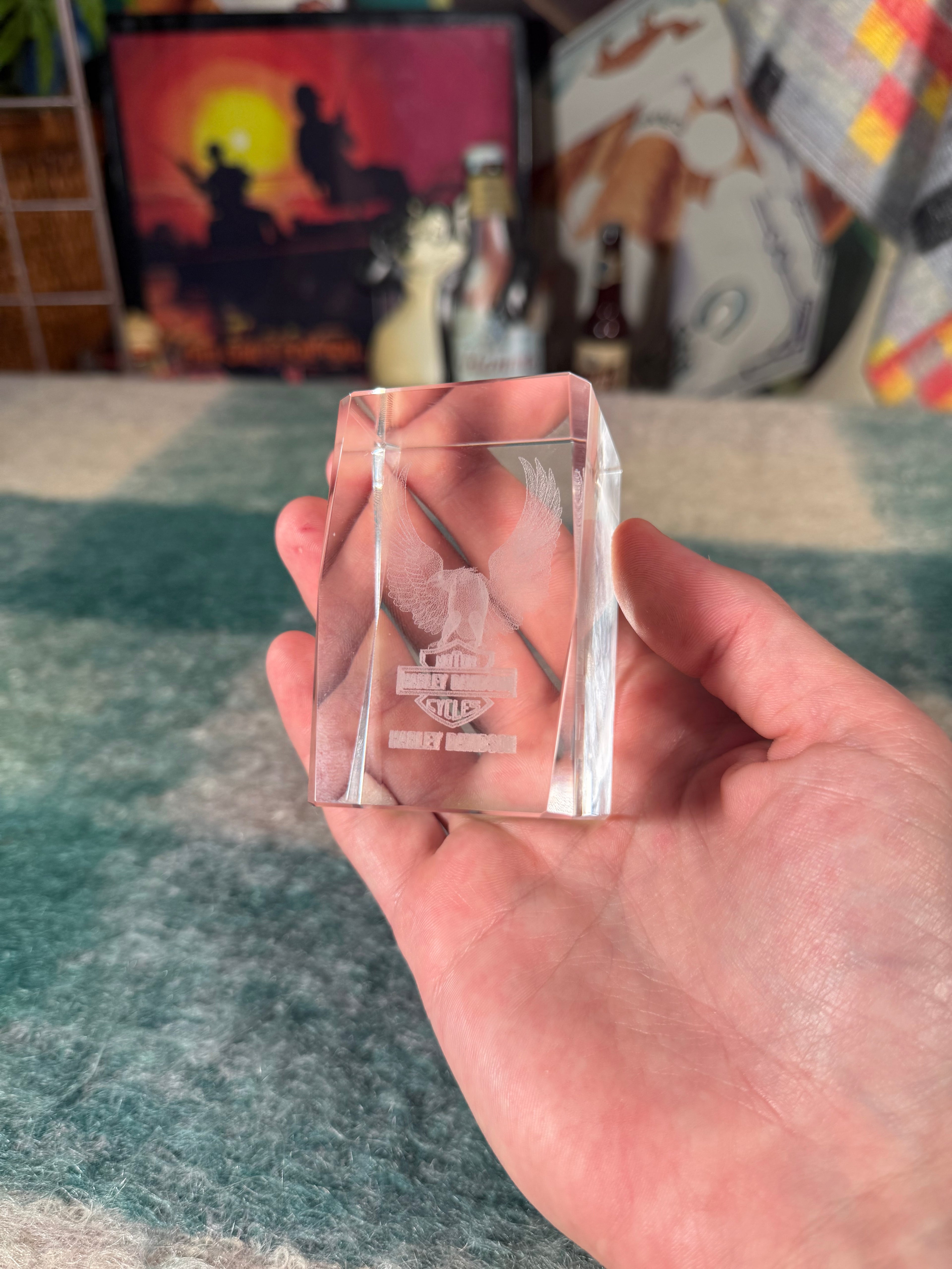 Vintage Harley Davidson 3D Glass Display