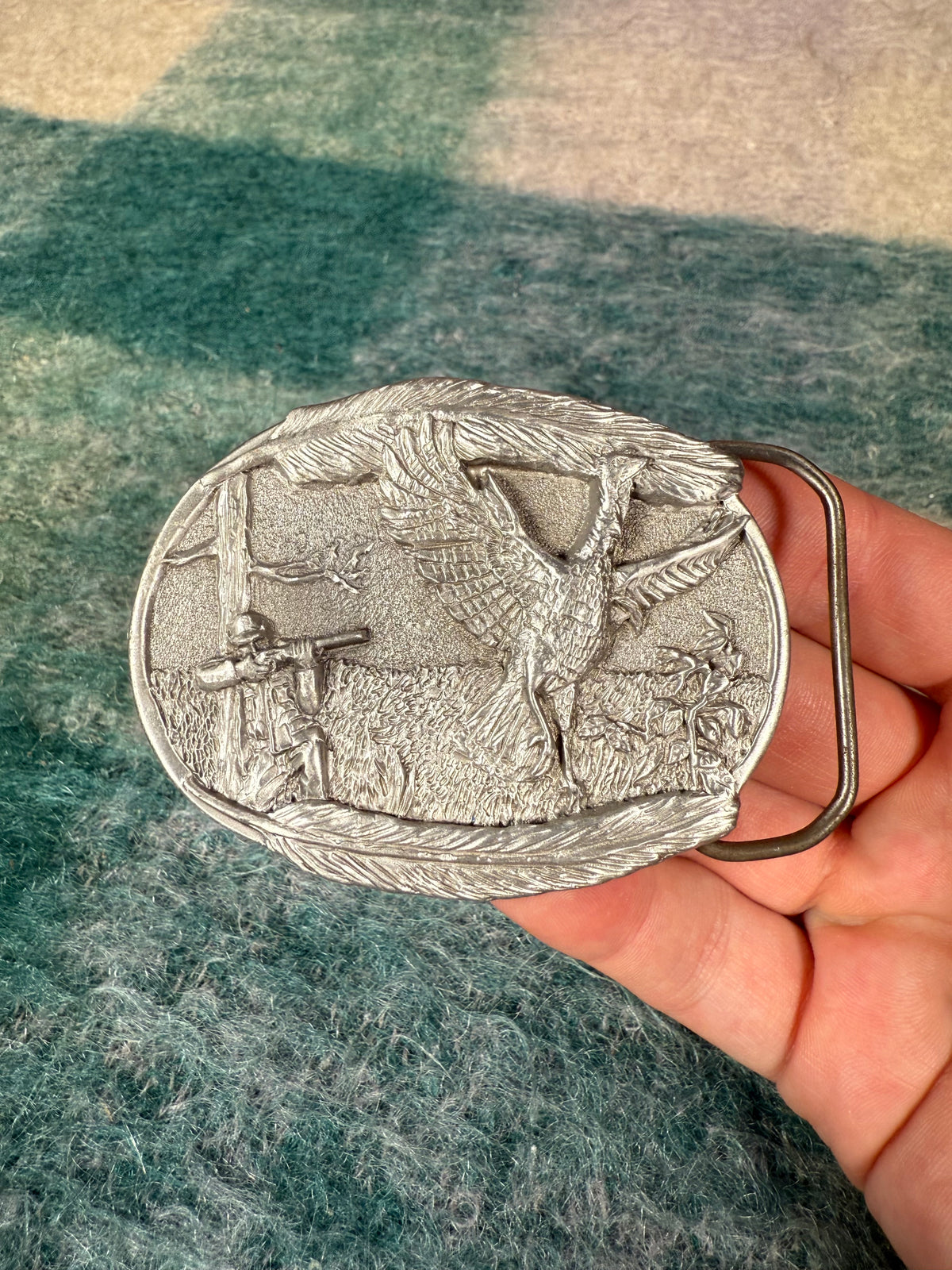 Vintage Pheasant Hunter No Color Belt Buckle