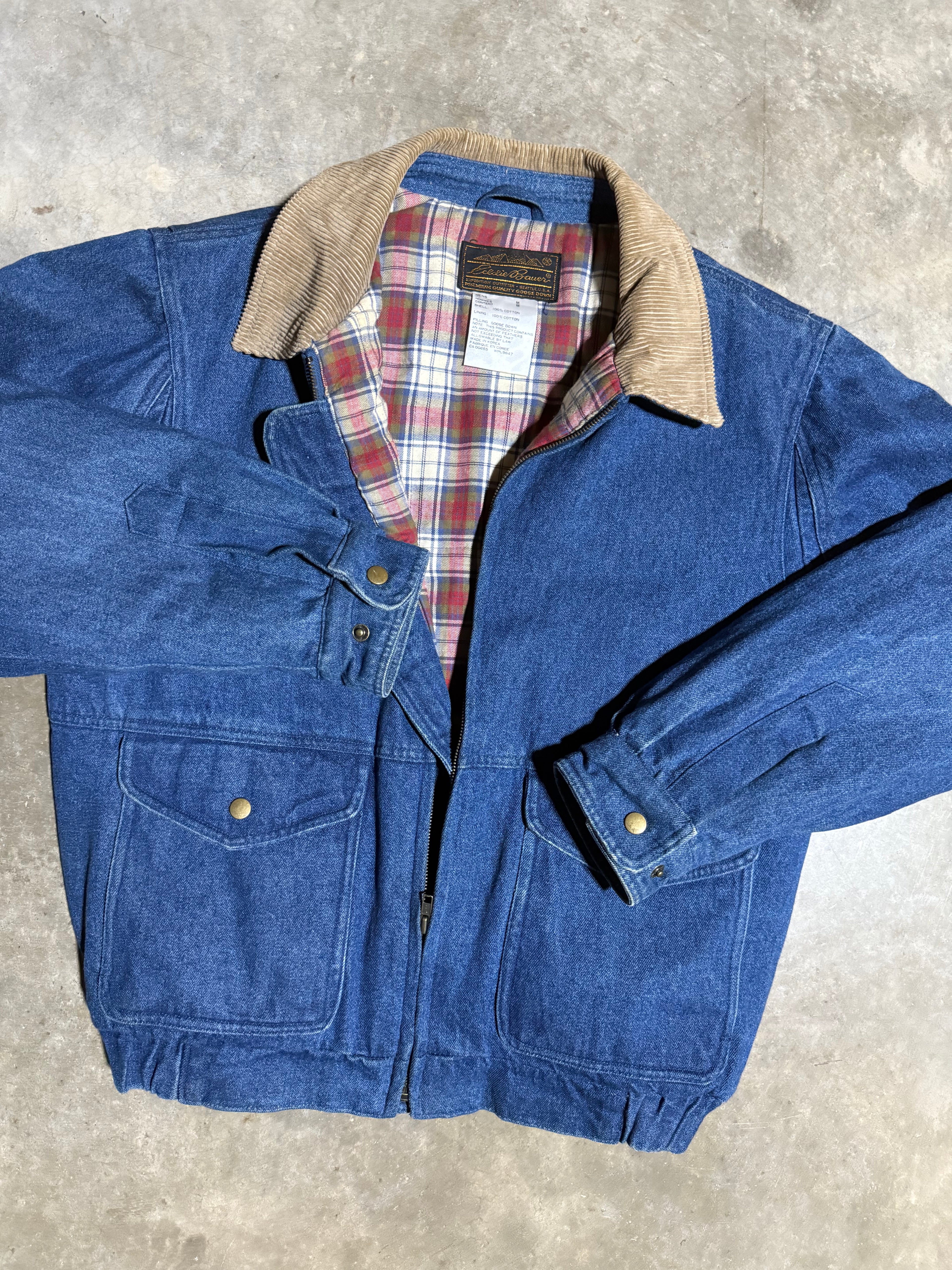 Vintage Eddie Bauer Flannel Lined Denim Jacket (M)