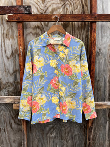 Vintage Yellow/Blue/Red Floral Womens Shirt (WM)