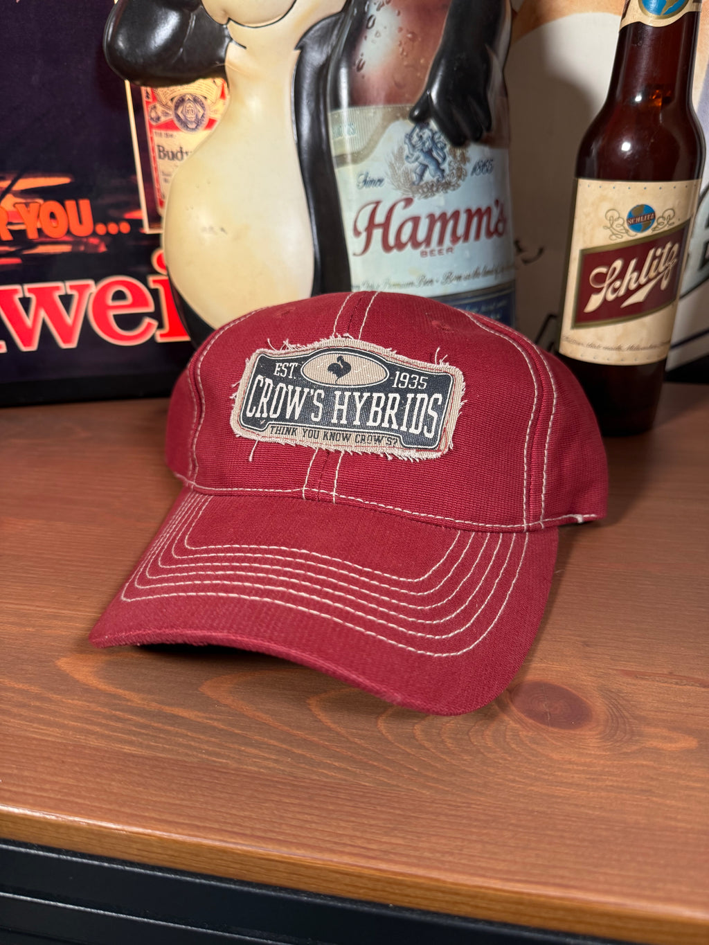 Vintage Y2K Crows Hybrids Red K Products Hat