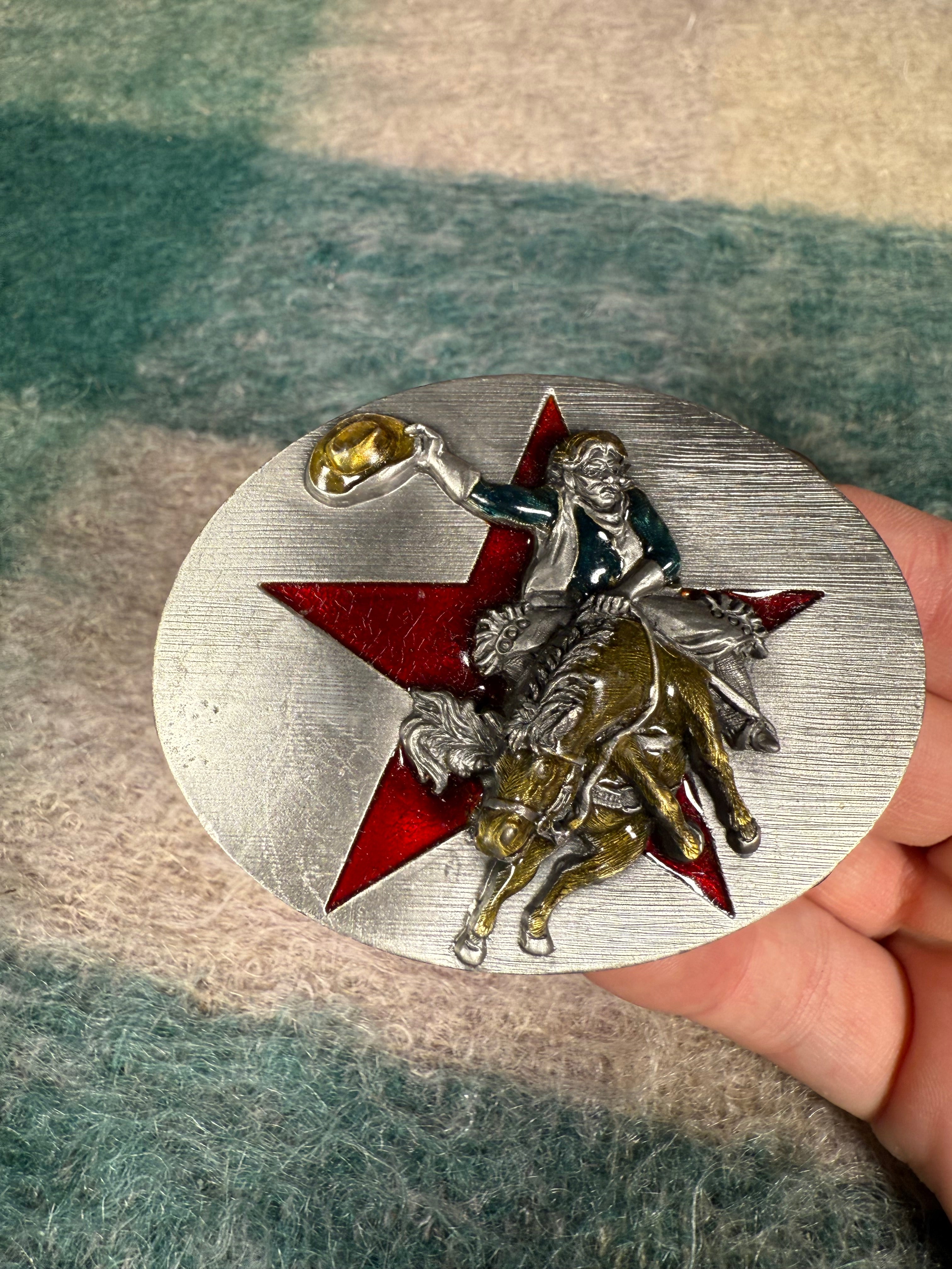 Vintage Rodeo Cowboy Star Belt Buckle