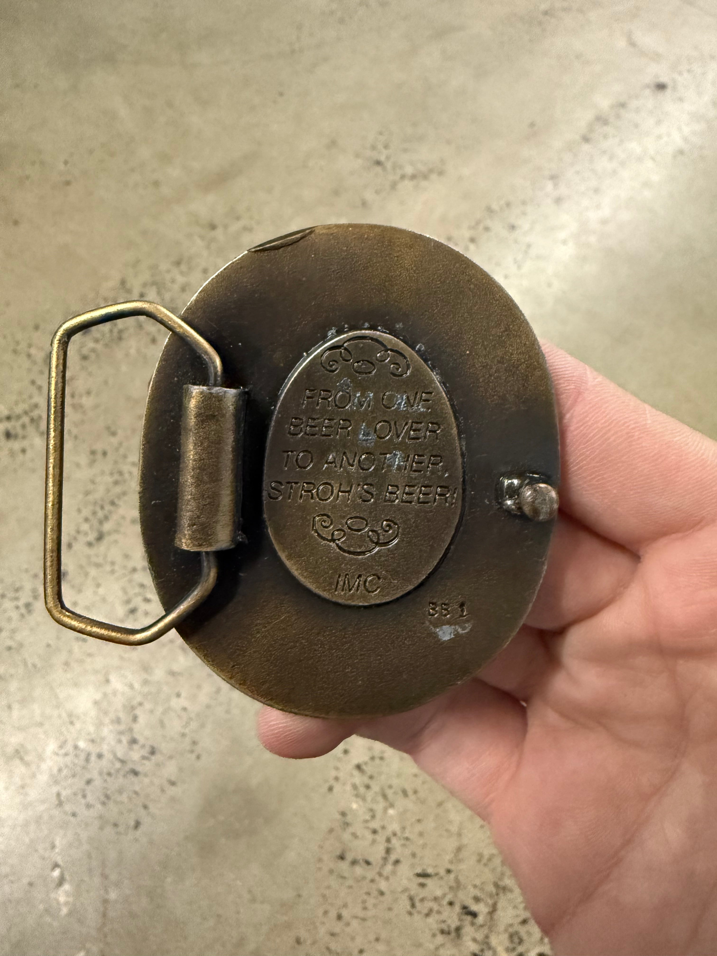 Vintage Strohs Beer Belt Buckle