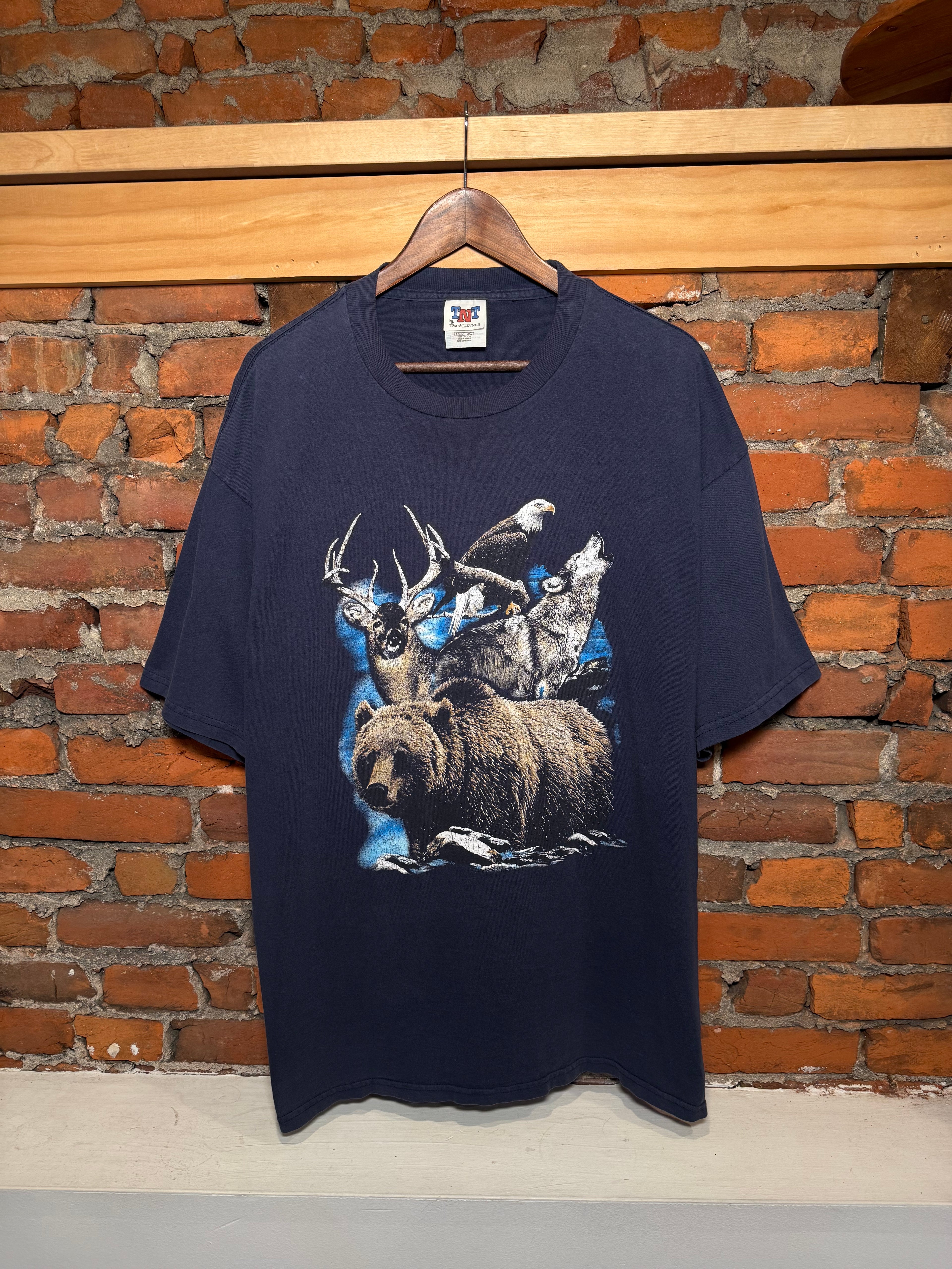 Vintage 90s Wildlife Blue T-Shirt (2XL)