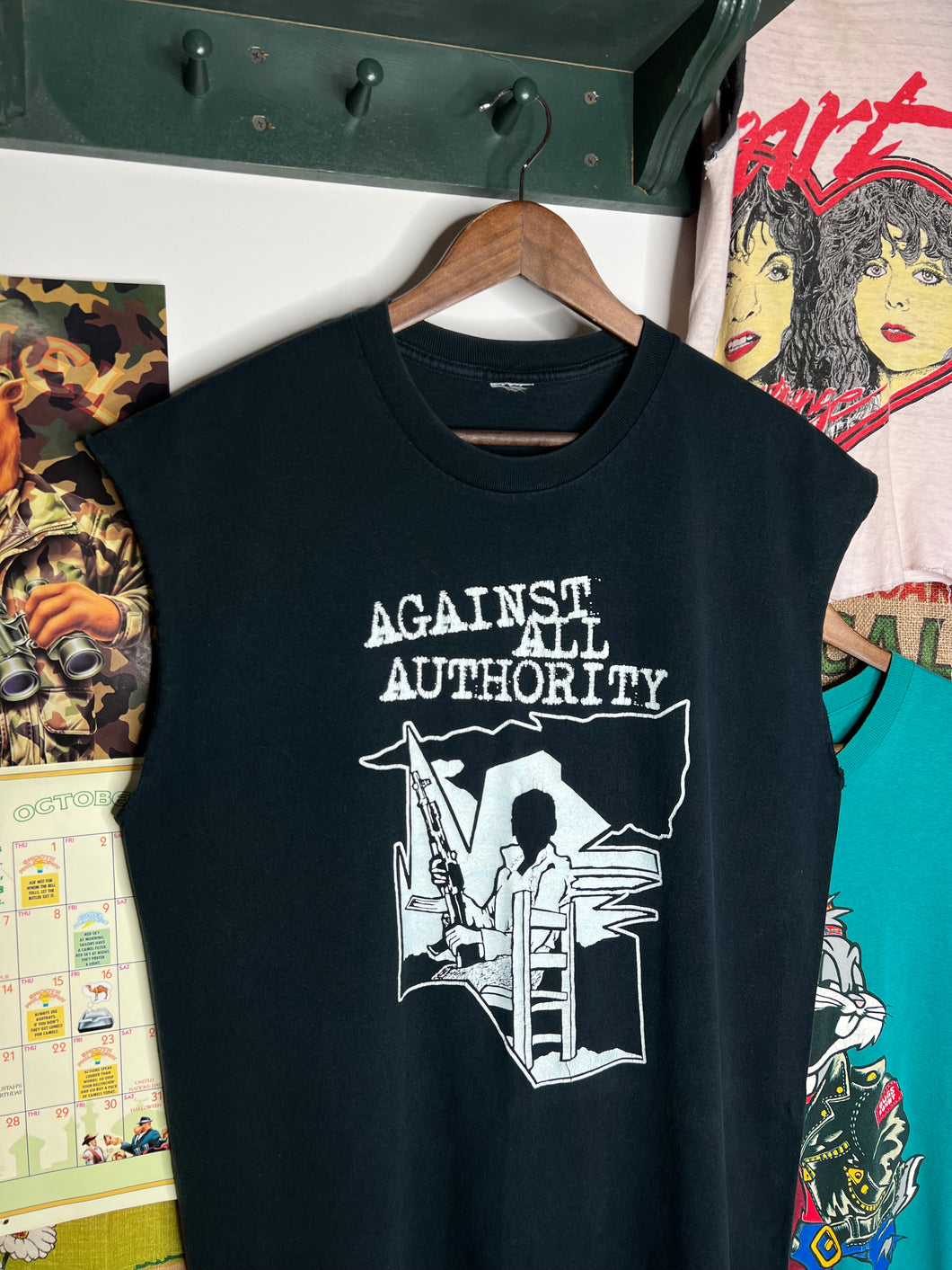 Vintage Against All Authority Cutoff Band Tee (L/XL)
