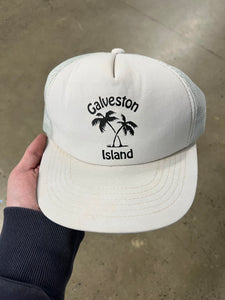 Vintage Galveston Island White Trucker Hat