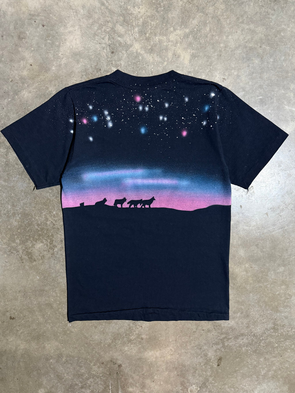 Vintage All Over Print Yellowstone at Nighttime T-Shirt (S/M)