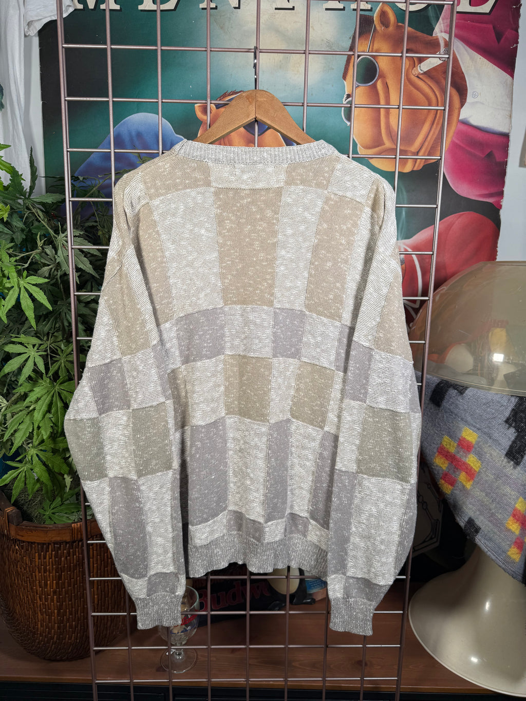 Vintage Carmel Tan Knit Golf Sweater (L)