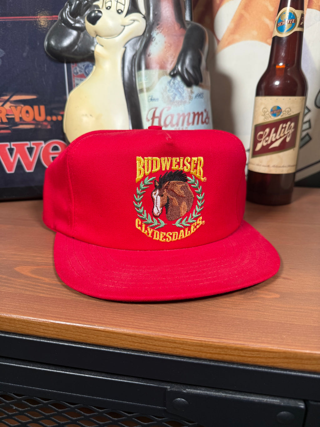 Vintage Budweiser Clydesdales Red Embroidered Snapback Hat