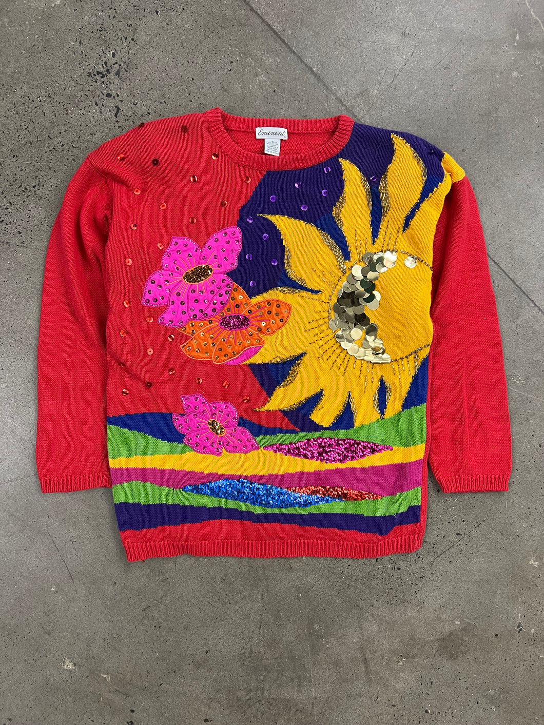 Vintage 80s Eminent Sunflower Sweater (WM)