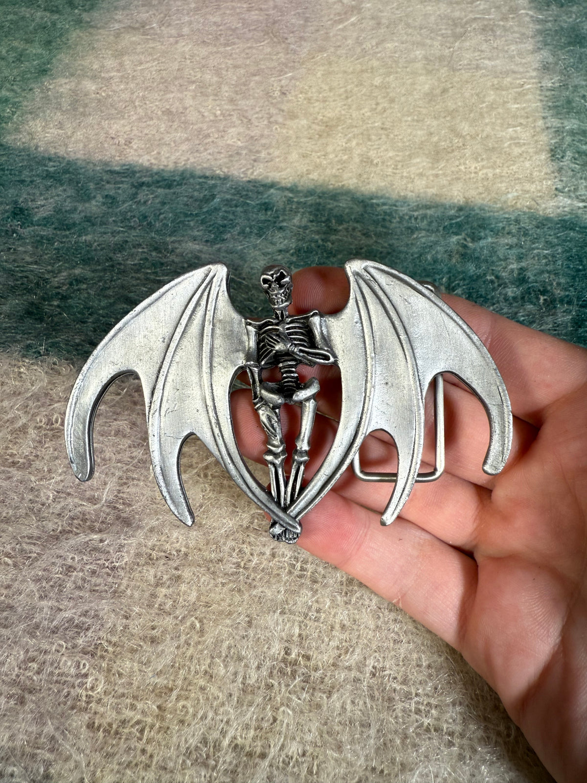 Vintage Winged Skeleton Belt Buckle