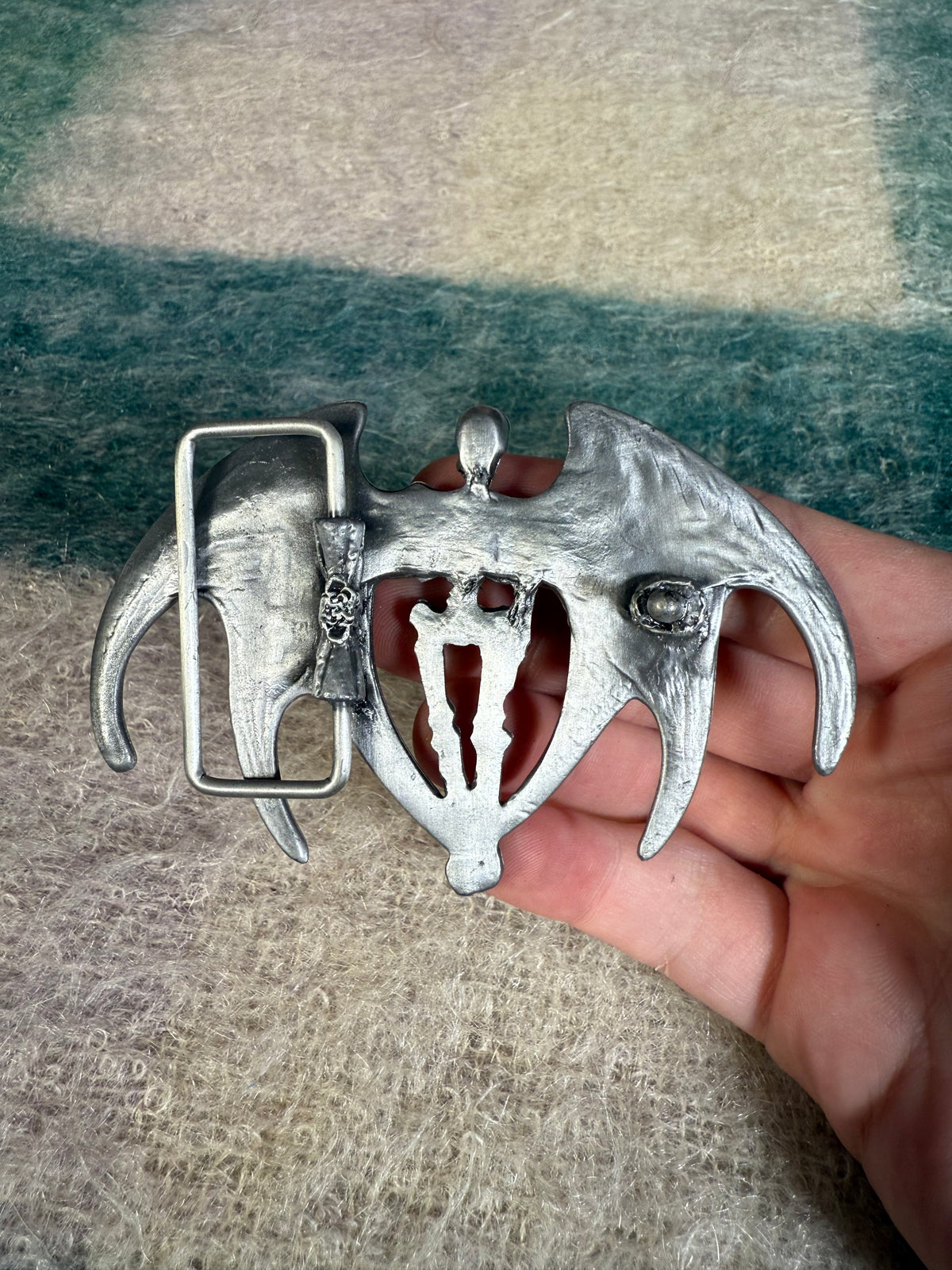 Vintage Winged Skeleton Belt Buckle