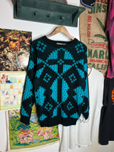 Load image into Gallery viewer, Vintage Stefano Teal Pattern Knit Sweater (M)
