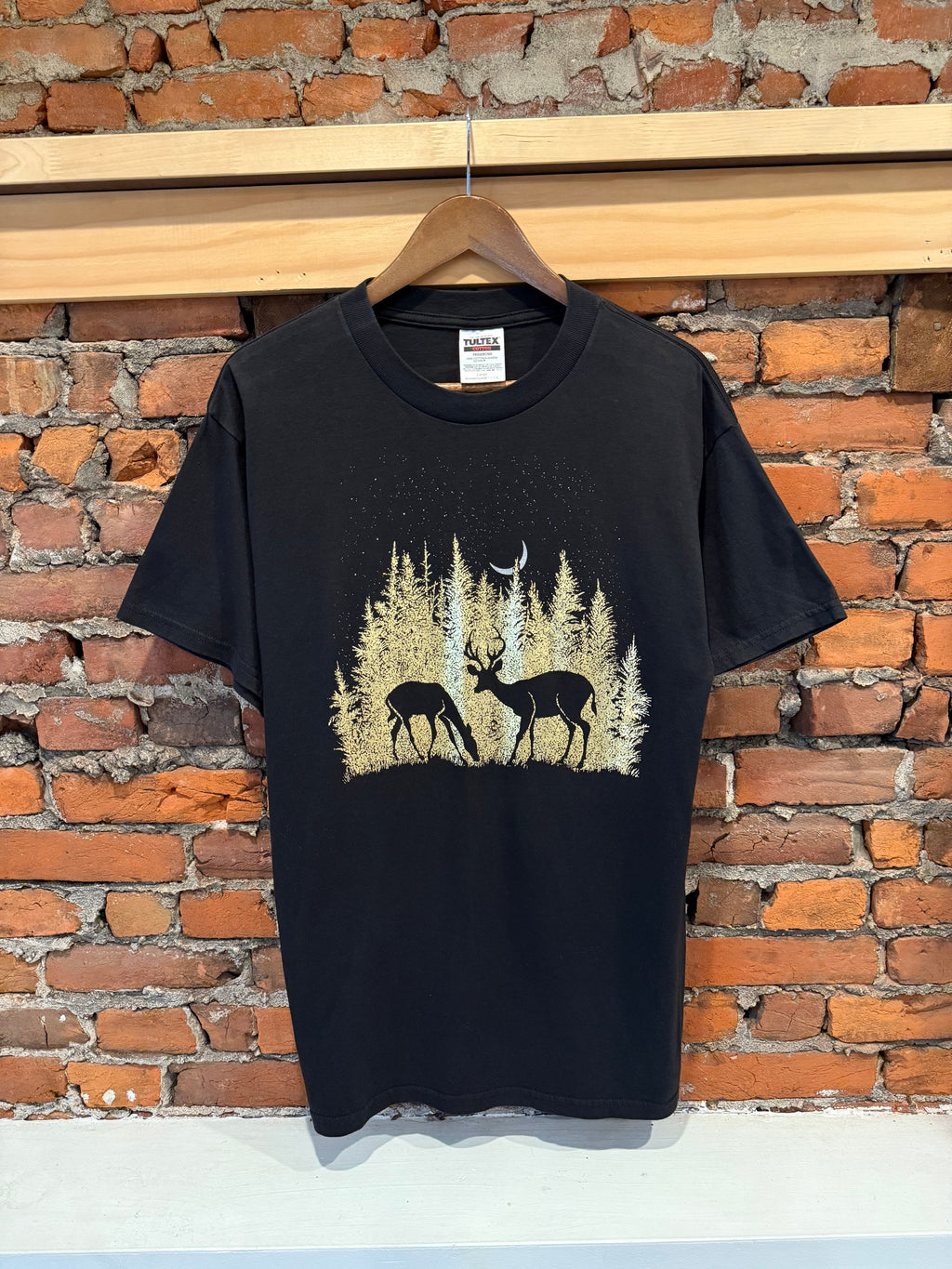 Vintage Gold Print Deer Shirt (M/L)