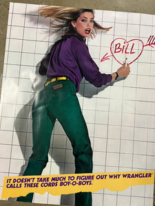 Vintage 80s Wrangler Boy-O-Boy Jean Advertisement Poster (22x27inch)