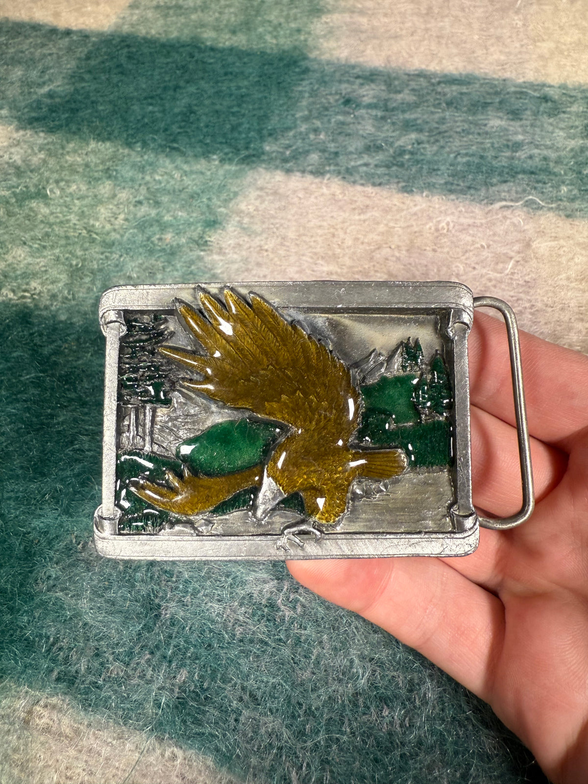 Vintage Multicolor Eagle Belt Buckle