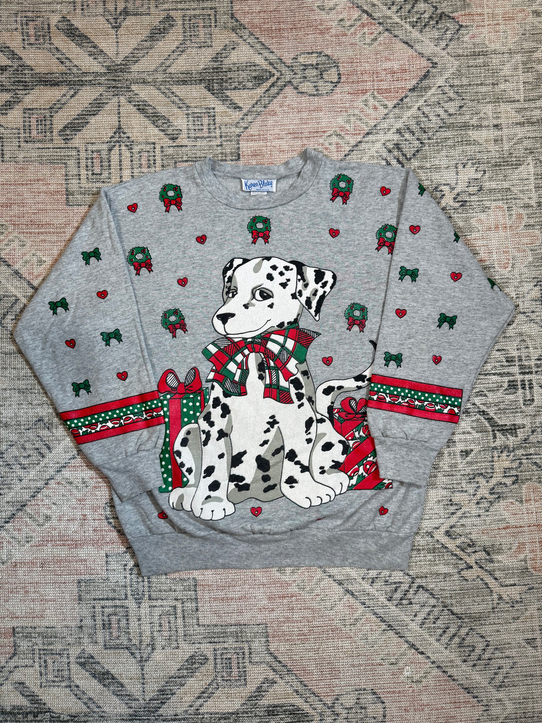 Vintage 80s Dalmatian Christmas Sweater by Karen Blake (WS)