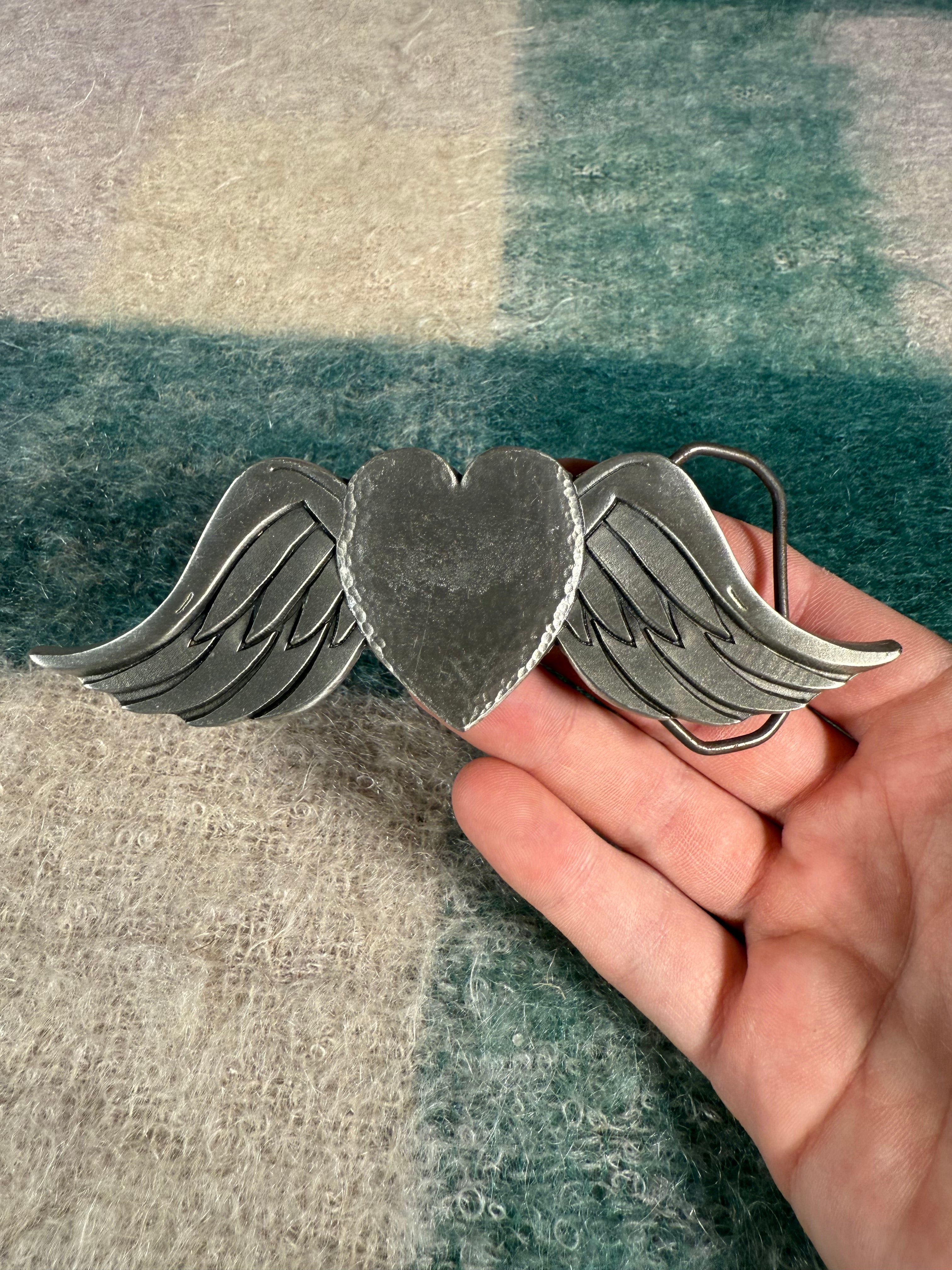 Vintage 2004 Flying Heart Belt Buckle