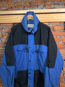 Vintage St Johns Bay Black and Blue Jacket (M)