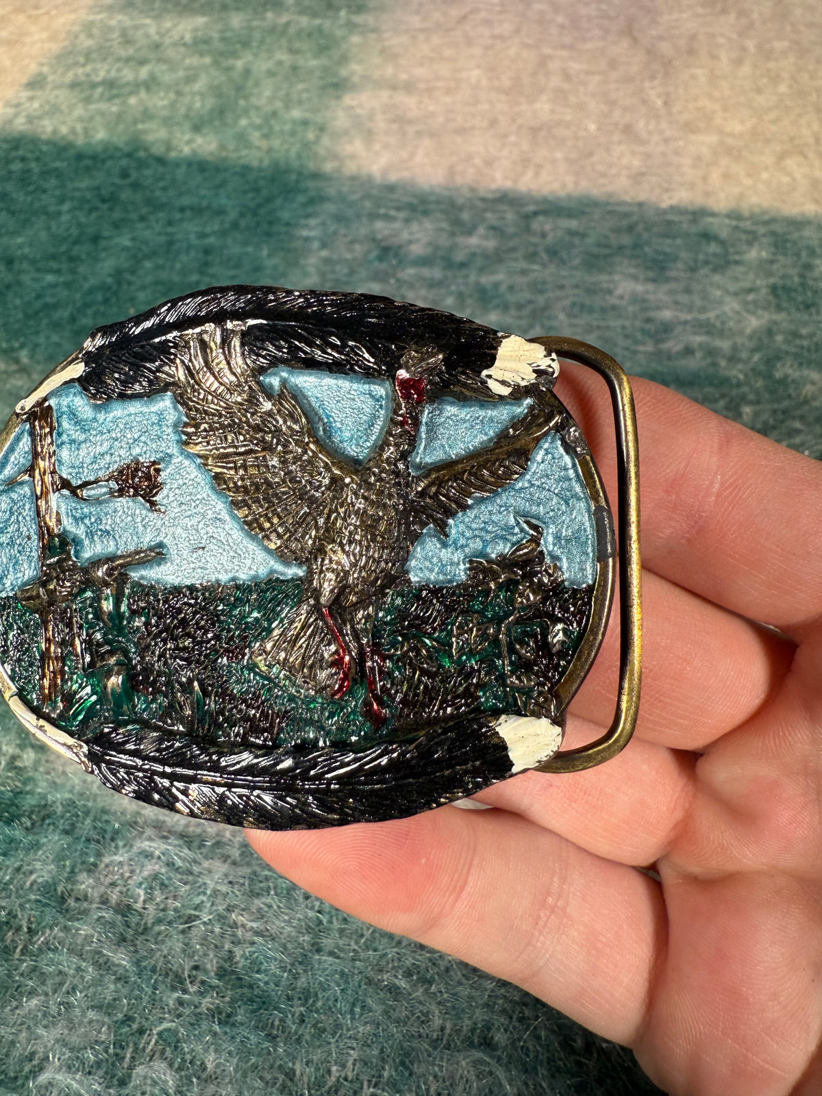 Vintage Pheasant Hunting Colorful Belt Buckle