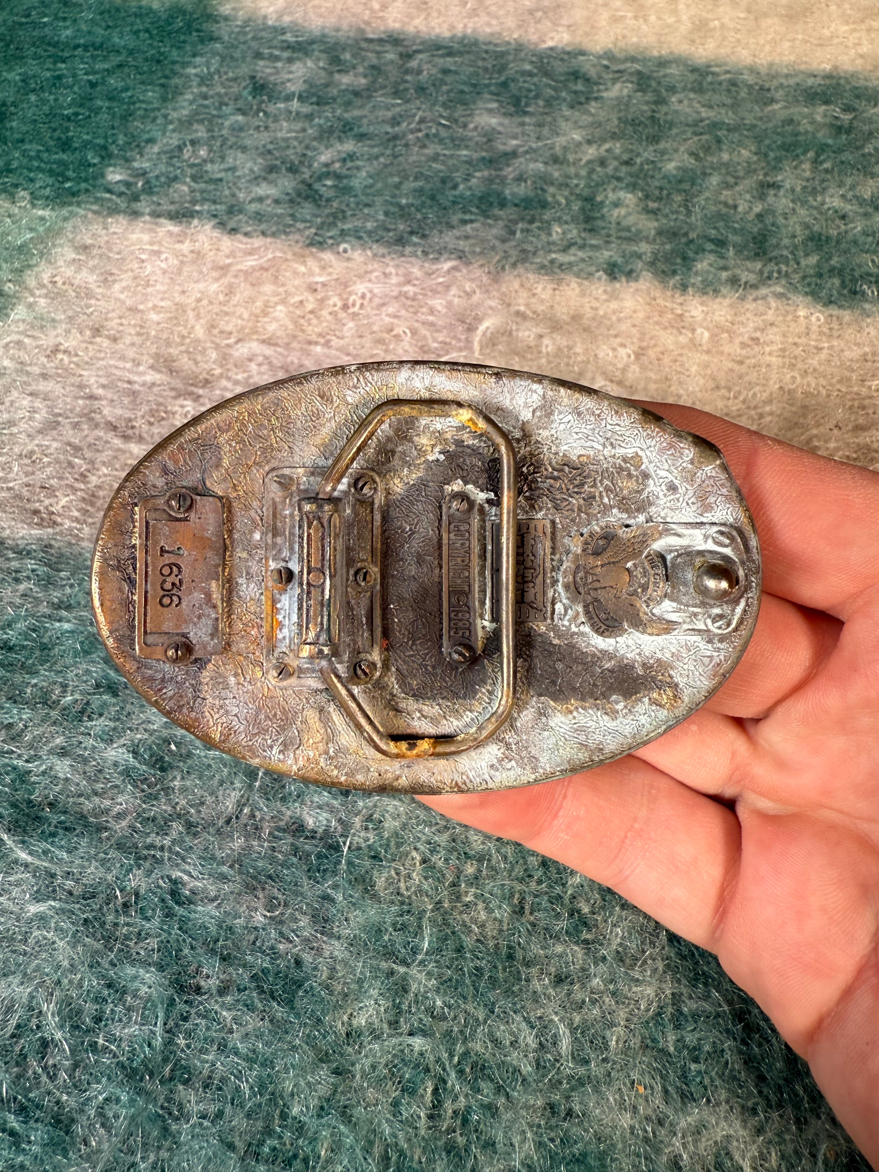 Vintage Native Texan Colorful Belt Buckle