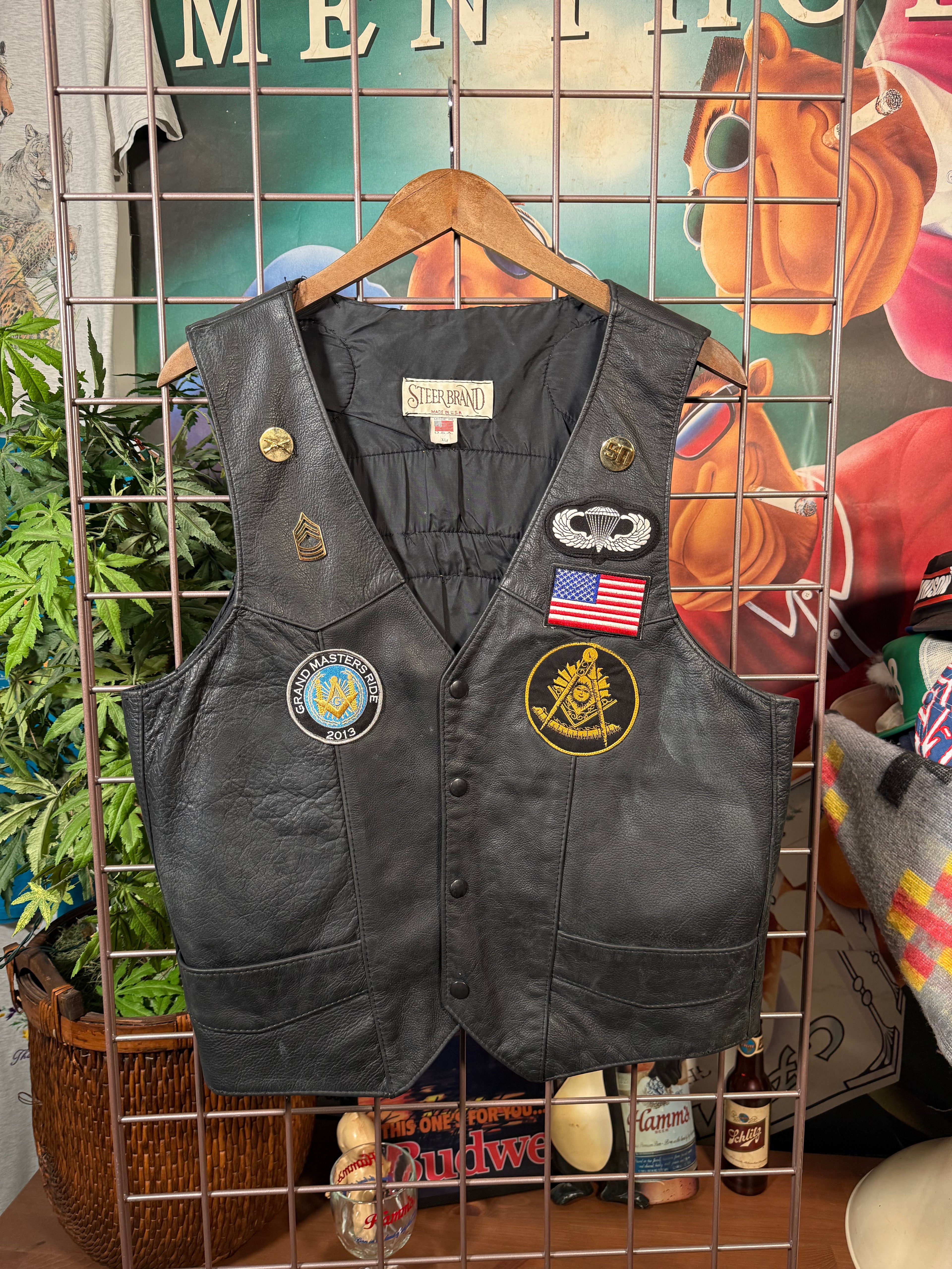 Masonic Riders Biker Leather Vest (L)