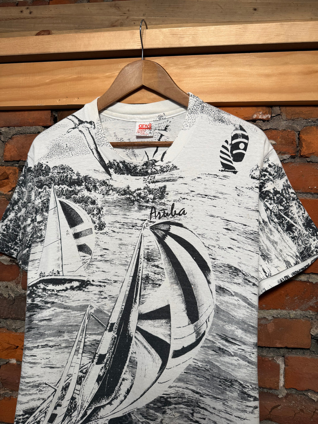 Vintage 90s Aruba All Over Print Tee (M/L)