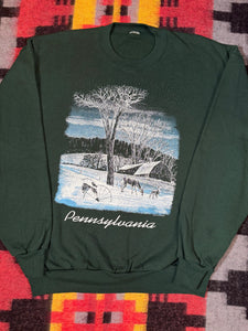 Vintage Pennsylvania Wintertime Green Crewneck (XL)