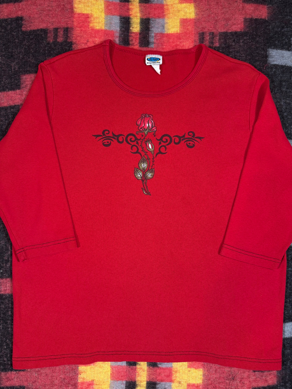 Vintage Y2K Womens Biker Rose Shirt(W2XL)