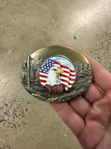 Vintage Bald Eagle American Flag Belt Buckle