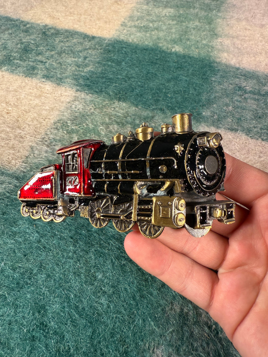 Vintage 3D Train Engine Belt Buckle
