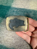 Vintage 70s Brass Fish Belt Buckle