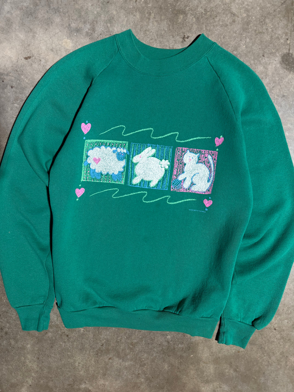 Vintage 80s Sheep Bunny and Cat Crewneck (M)