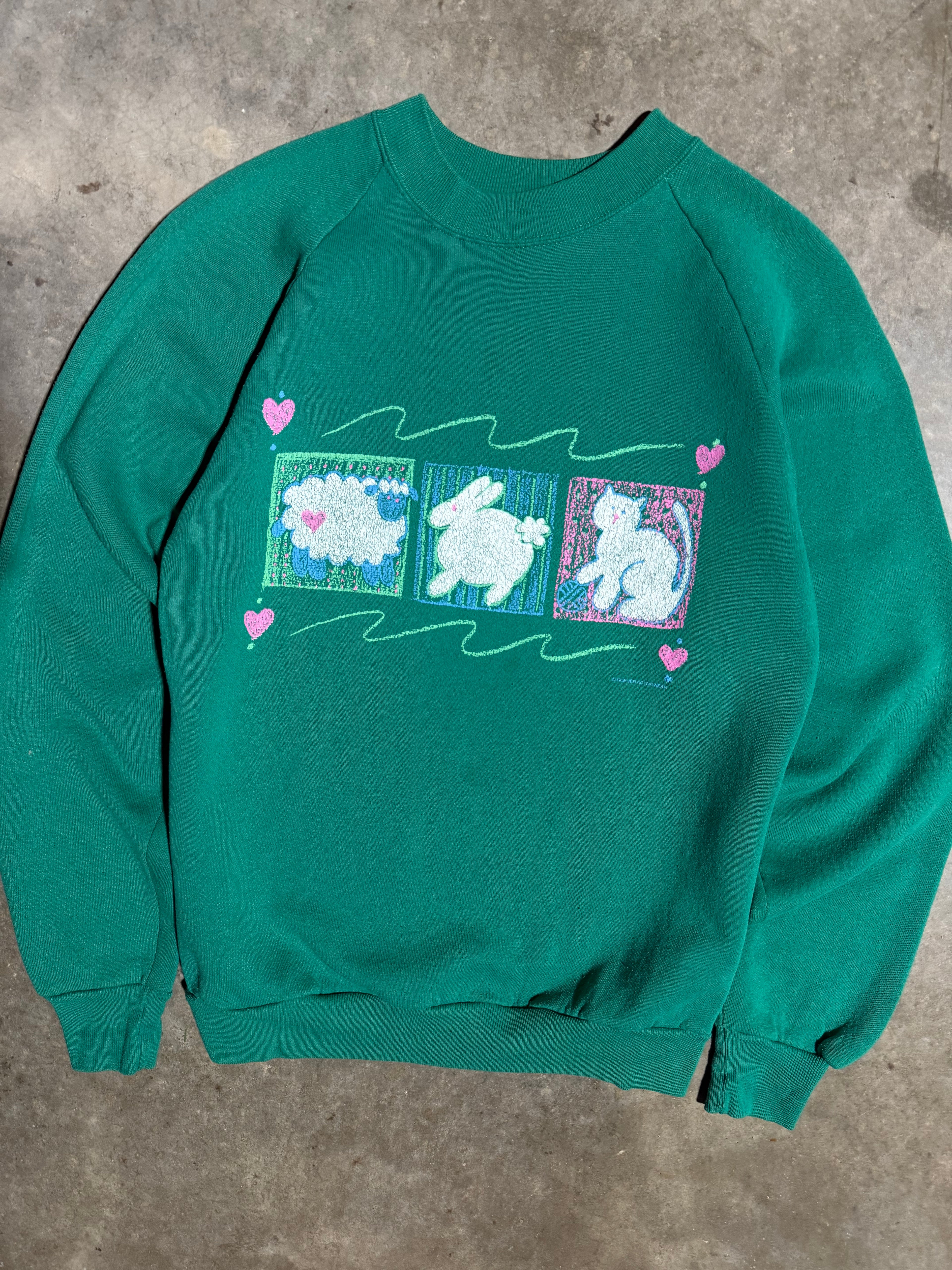 Vintage 80s Sheep Bunny and Cat Crewneck (M)
