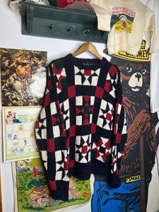 Vintage New River Quilt Pattern Sweater (M)