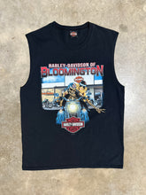 Load image into Gallery viewer, Bloomington Harley Davidson Double Sided Skeleton Cutoff Shirt (L)
