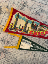Load image into Gallery viewer, Lot of 2 Vintage Pennants - Chicago and O’Hare Airport
