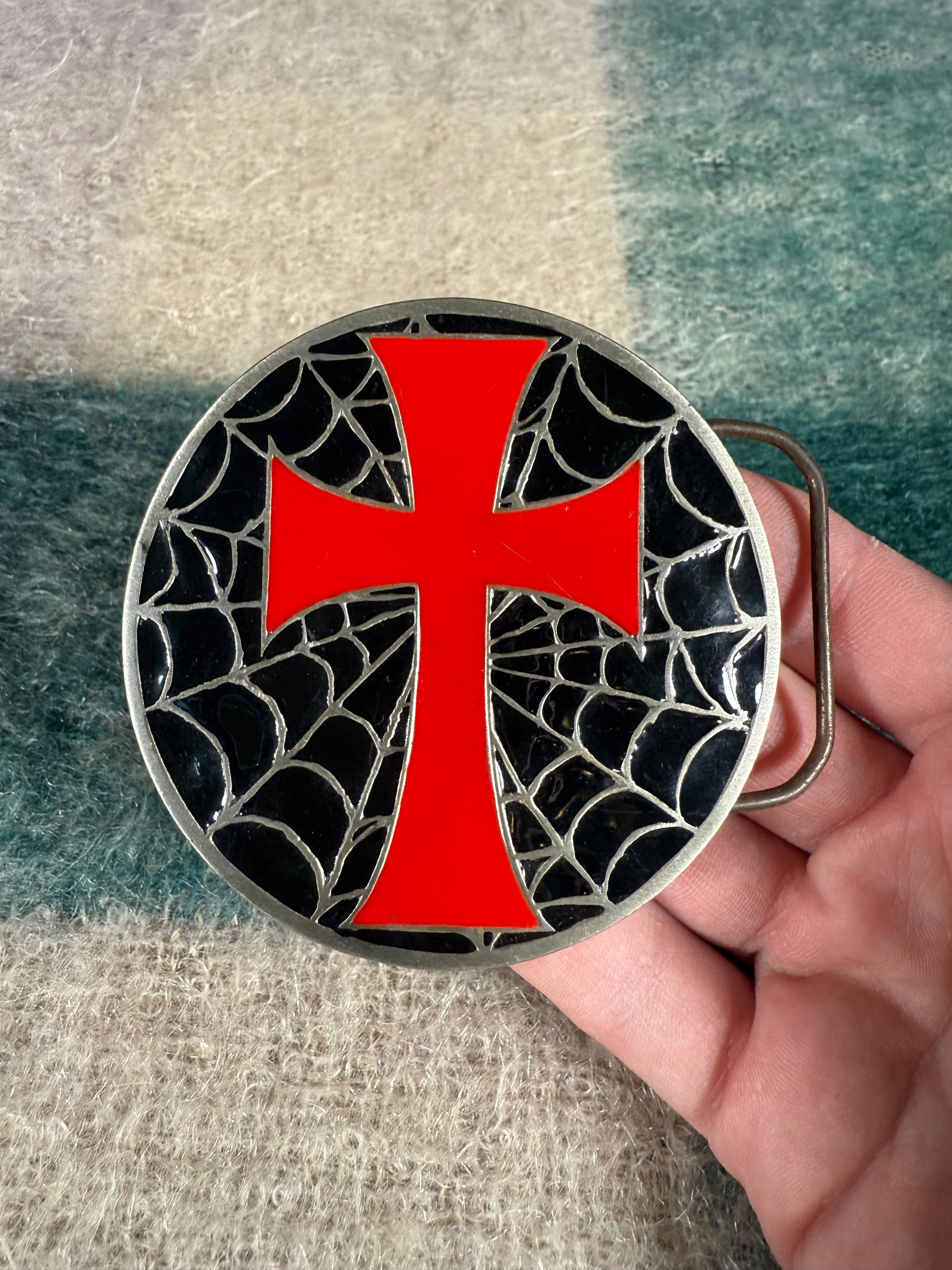 Vintage 2004 Spiderweb Cross Belt Buckle