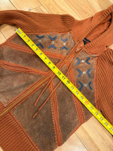 Load image into Gallery viewer, Vintage 1970s Knit Zip Up Sweater With Leather (WS)
