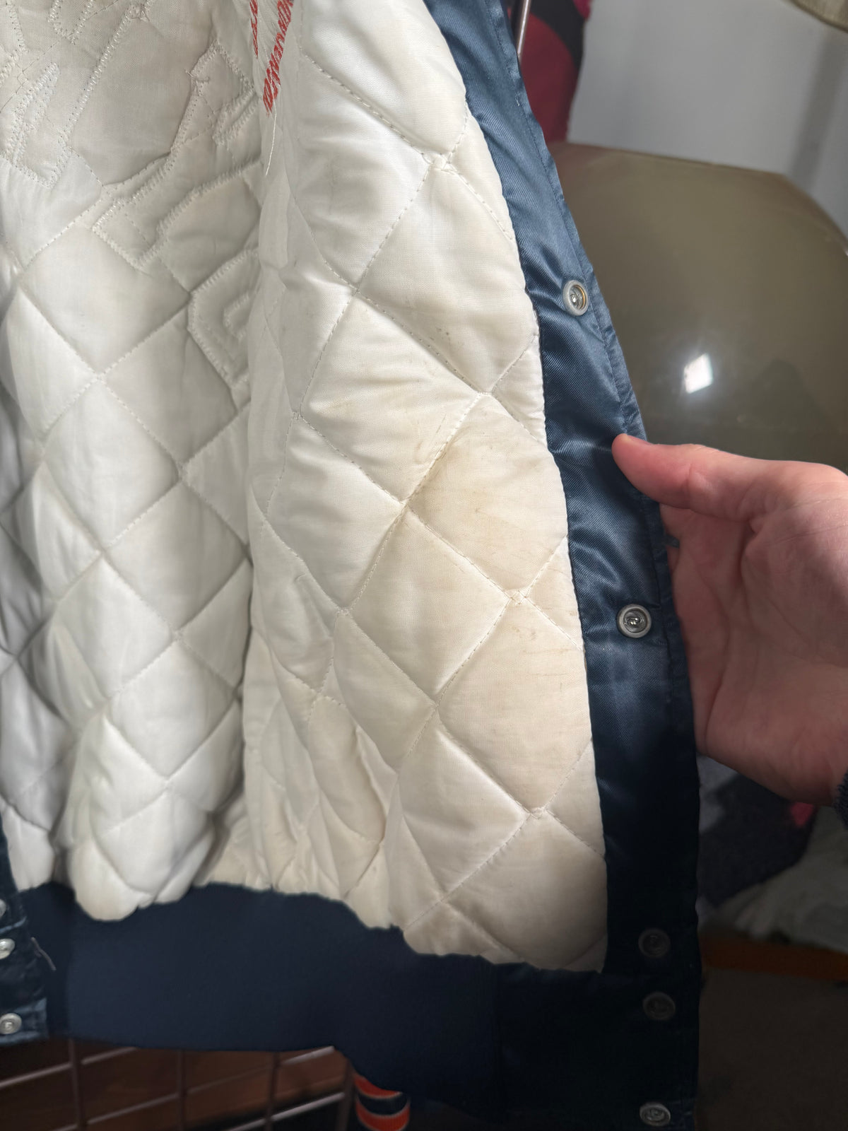 Vintage Syracuse Stitched Satin Bomber Jacket (L)
