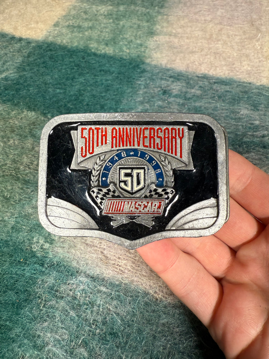 Vintage 1998 Nascar 50th Anniversary Belt Buckle