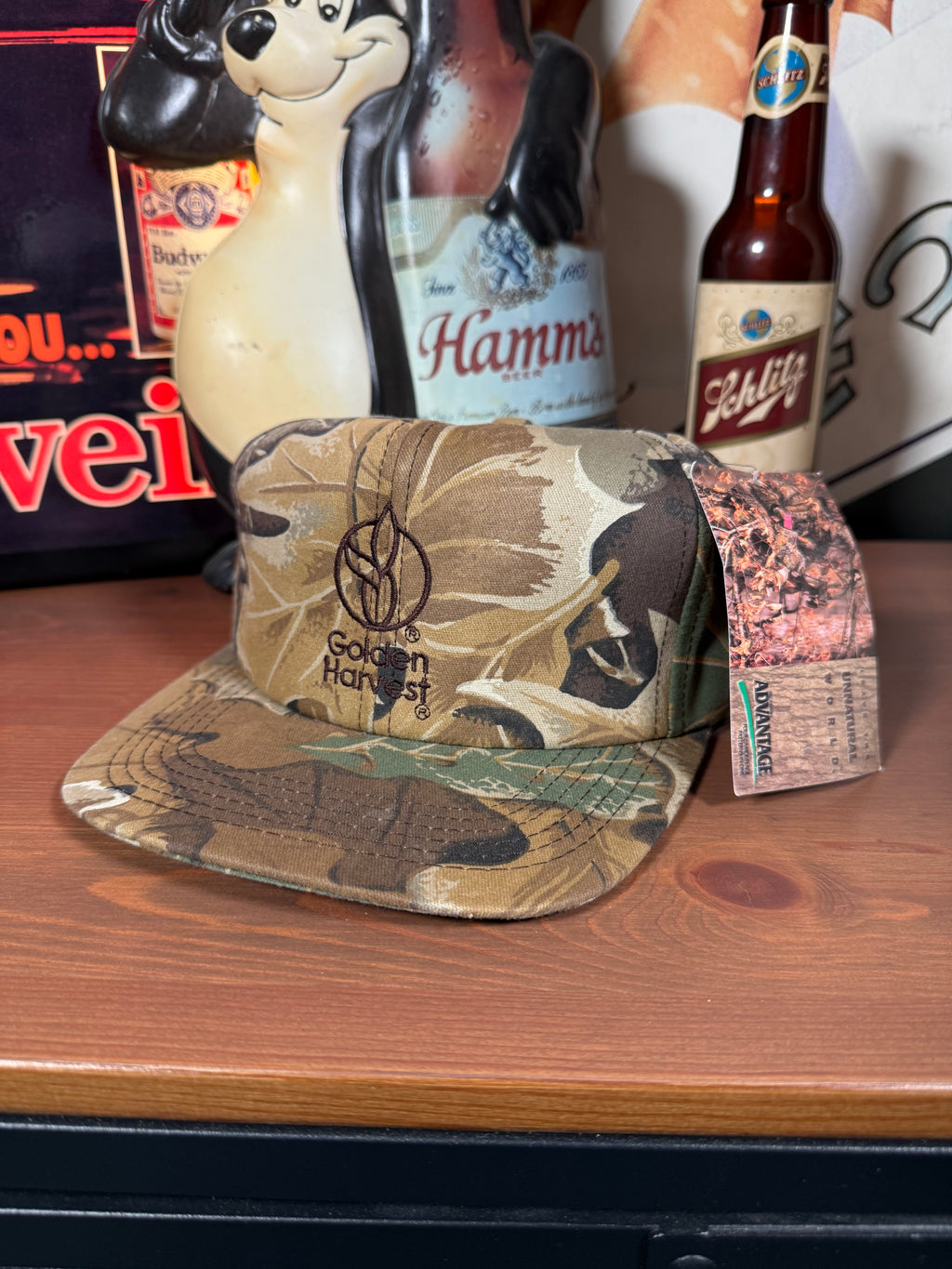 Vintage Golden Harvest Camo K Products Trucker Hat