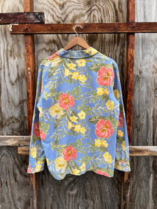 Vintage Yellow/Blue/Red Floral Womens Shirt (WM)