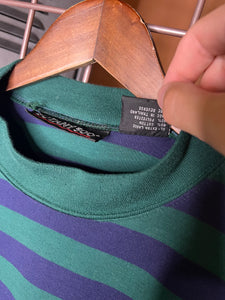 Vintage 80s Striped Mock Neck Shirt (XL)