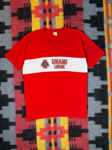 True Vintage Unami Lodge Red and White Tee (L)