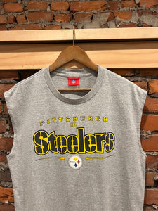 2000s Steelers Grey Cutoff Shirt (XL)