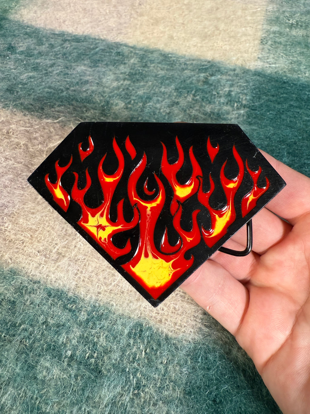 Vintage 2000s Flaming Diamond Belt Buckle